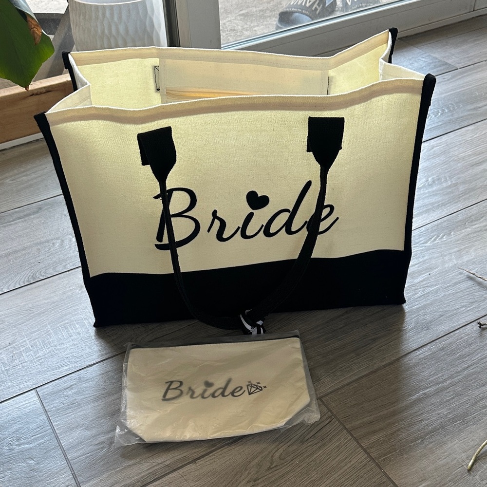 Bride Black and Cream Tote Bag Set